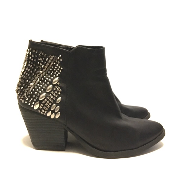 Call It Spring Embellished Studded Booties Black 9 - Picture 2 of 8